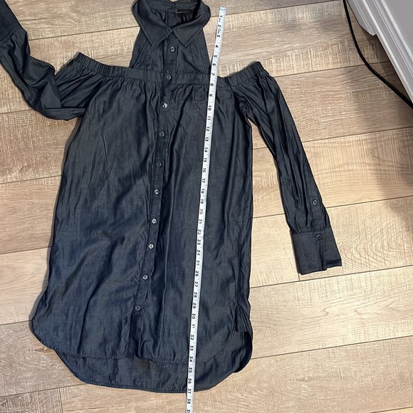 BCBGMAXAZRIA cold shoulder long sleeve button up dress dark blue XS - Picture 13 of 15